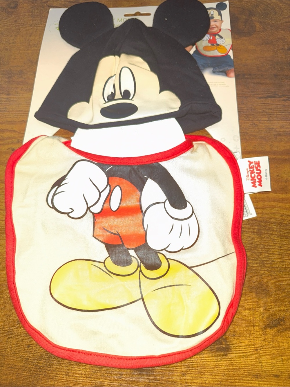 Disney Mickey Mouse Black Hat with White Bib and Red Trim